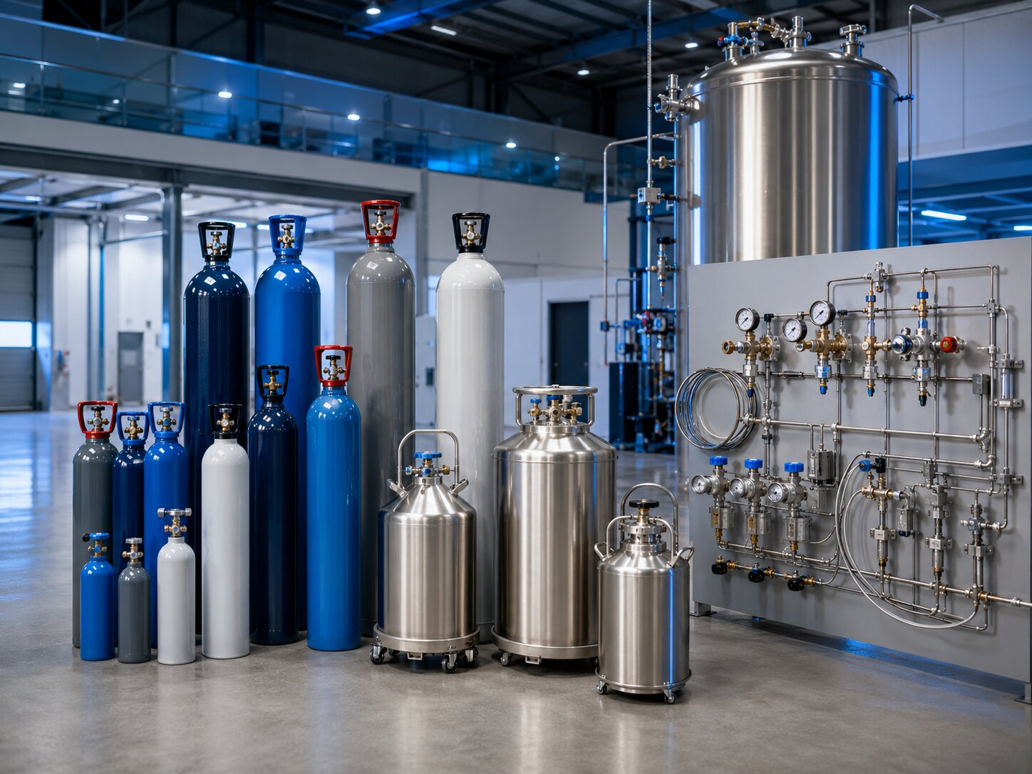 Cilindros, dewars e equipamentos do portfólio Vital Gases